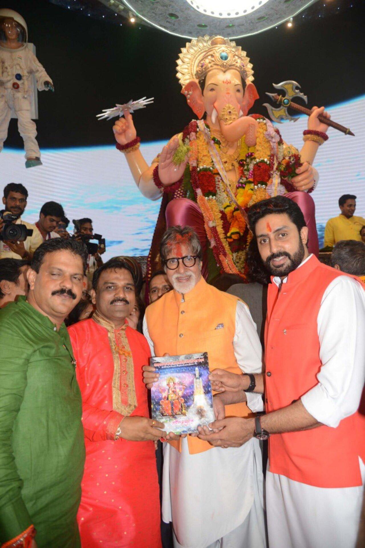 Amitabh Bachchan and Abhishek Bachchan are among the regular visitors at Lalbaugcha Raja during Ganesh Chaturthi